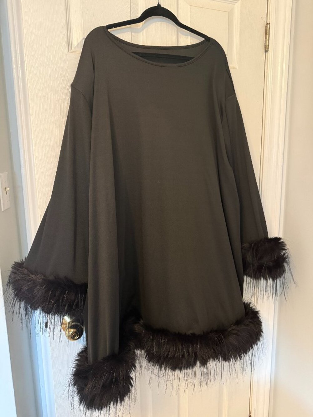 BloomChic Plus Size Black Faux Fur Trim Dress / Tunic